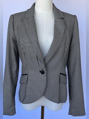 White House Black Market Houndstooth Structured Blazer Single Button Size 4